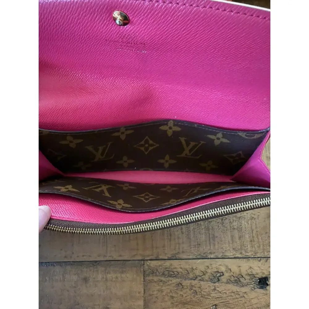 Louis Vuitton Wallet Women’s Brown Monogram Canvas Pink Flower Charm France - Picture 13 of 16